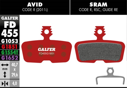 [FD455G1851] BIKE ADVANCED BRAKE PAD AVID CODE R (11-)