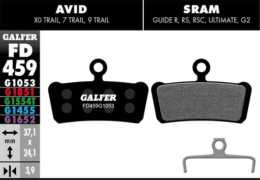 [FD459G1053] BIKE STANDARD BRAKE PADS SRAM GUIDE / AVID XO TRAI